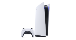 PlayStation 5 med disc-drev og DualSense-controller