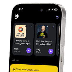 Podimo-appen åben på en mobiltelefon