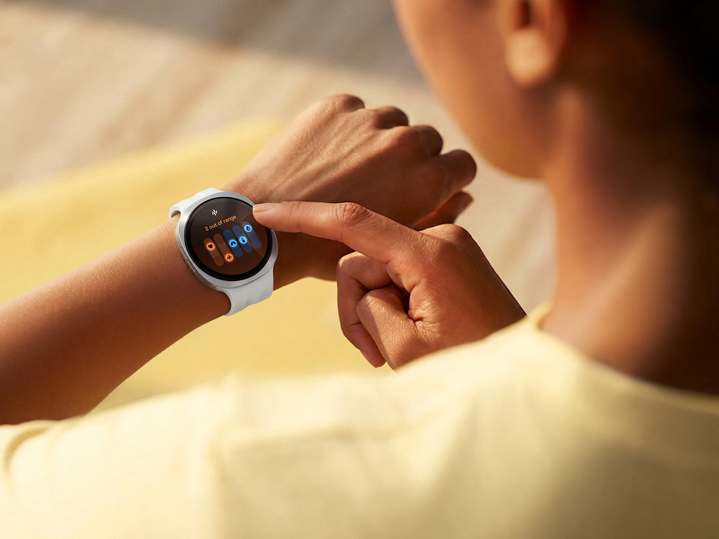 Galaxy Watch9 viser Vitals p? urets sk?rm.