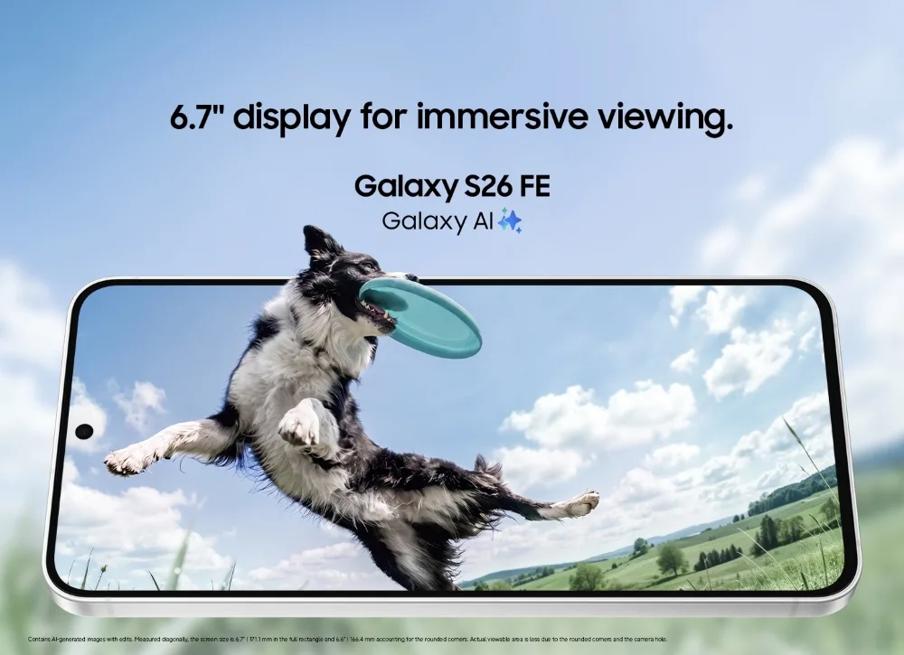Samsung Galaxy S26 FE med 6,7 tommer AMOLED-skærm