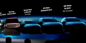 Hyundai-præsentation med flere kommende SUV-modeller skjult under mørke overtræk