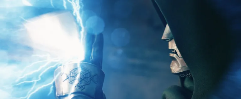 Doctor Doom holder en lysende energikugle i en scene fra Avengers: Doomsday