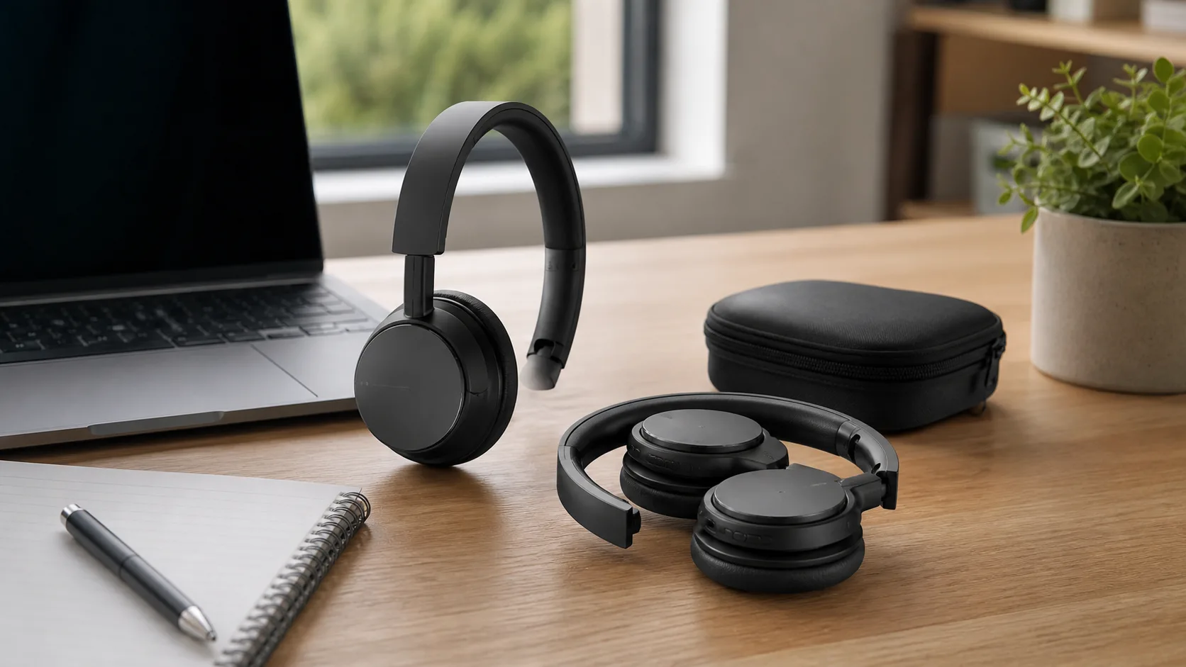 Kompakt on-ear-headset uden synlig mikrofonarm