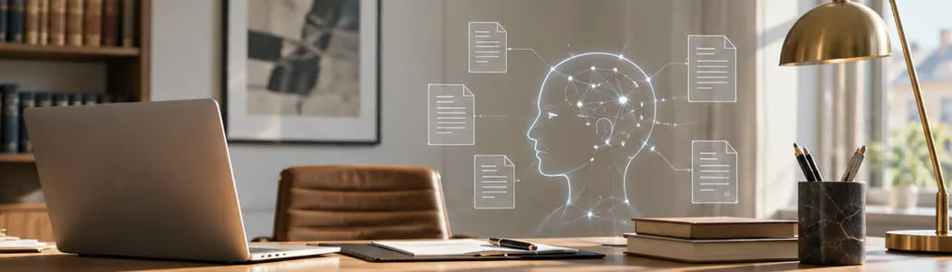 Illustration af juridisk research med AI og kildehenvisninger