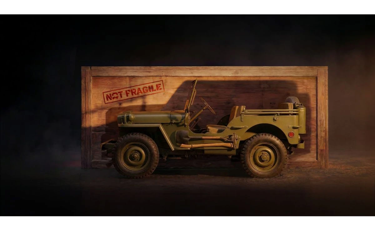 Historisk Willys vist i Jeep-præsentationen. Ikke den kommende Renegade.
