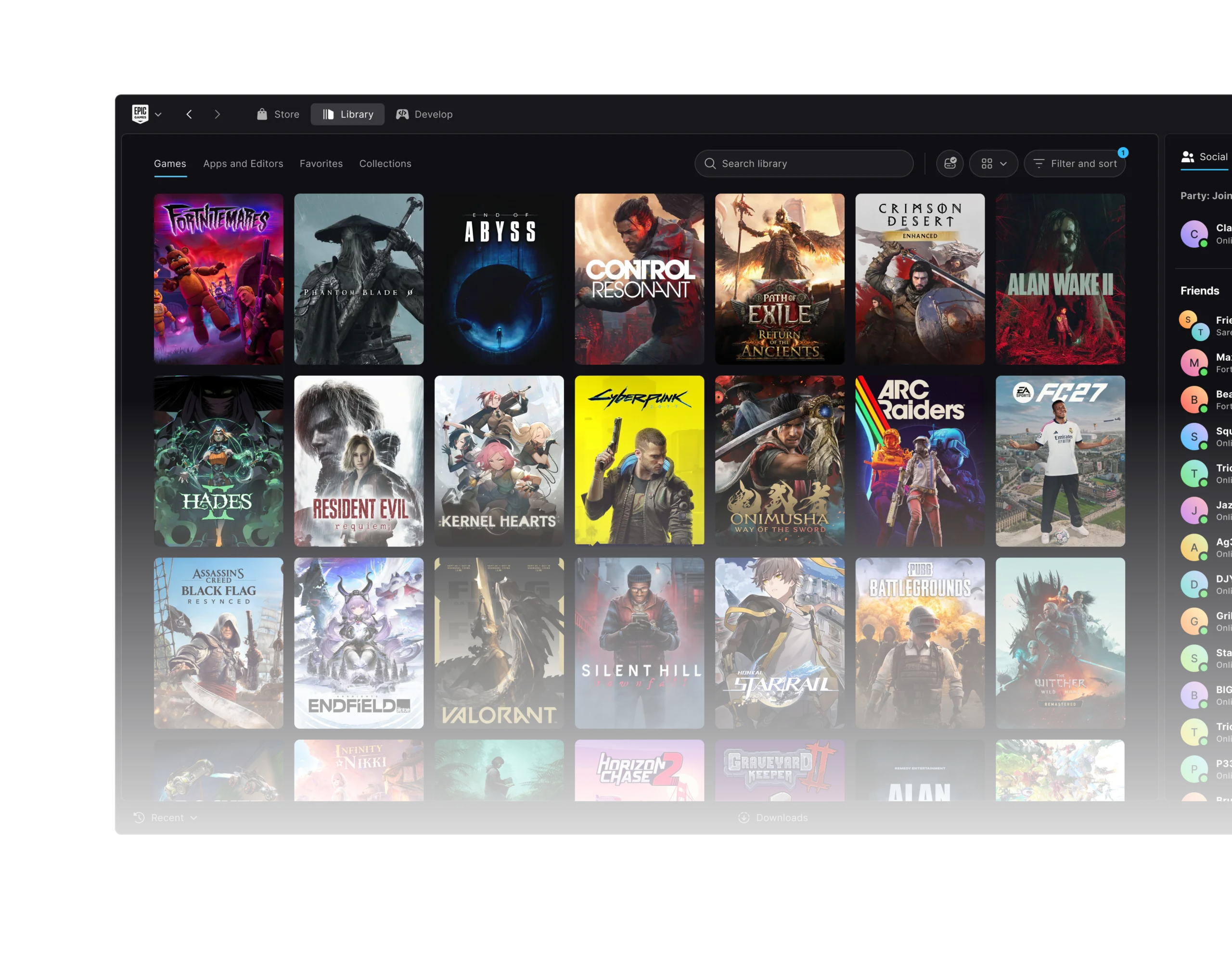 Spilbiblioteket i Epic Games Launcher