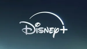 Hvidt Disney+-logo på mørk baggrund