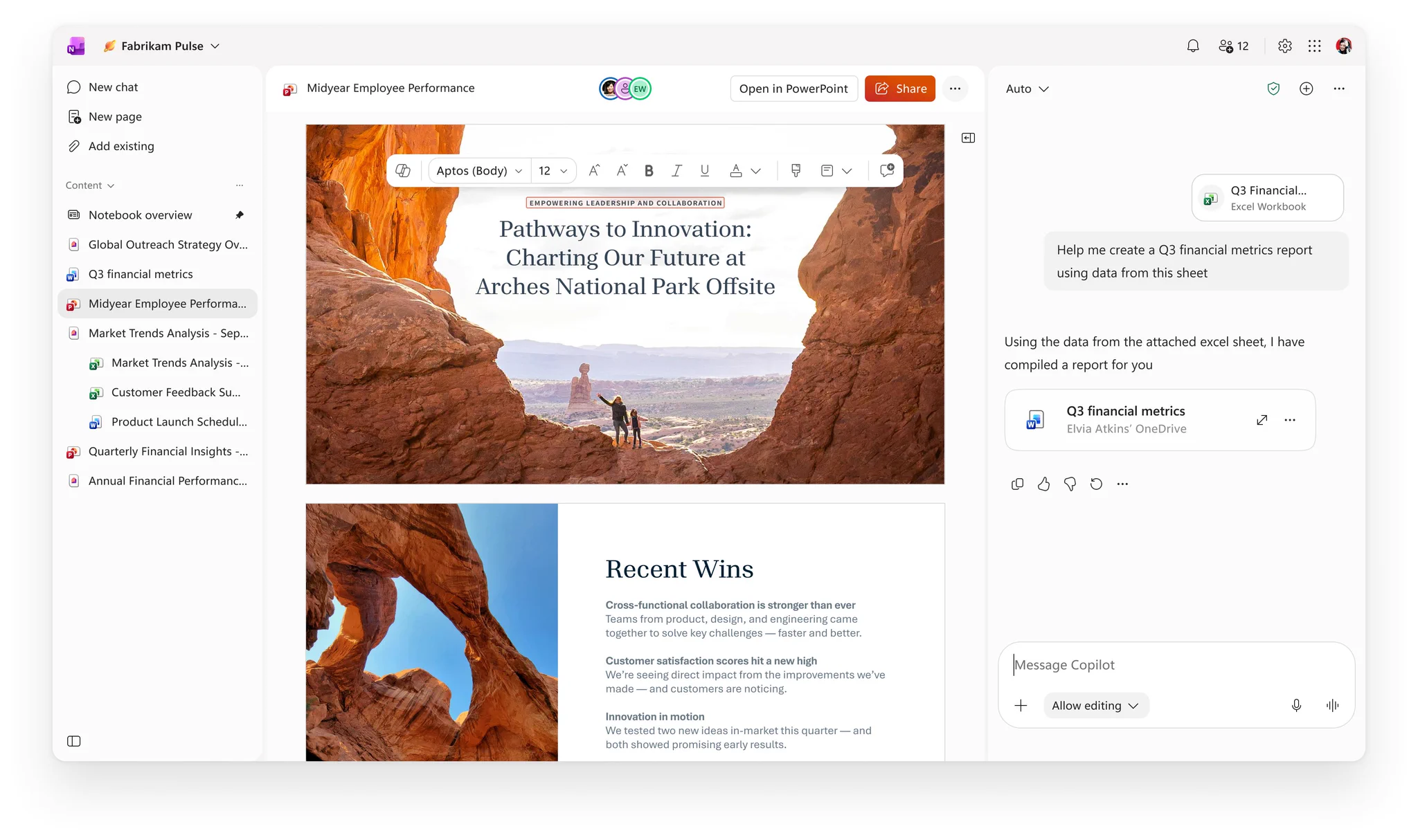 Microsofts demonstration af Copilot Notebooks