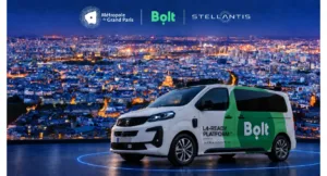 Officiel presseillustration af Bolt og Stellantis-planen ved Paris