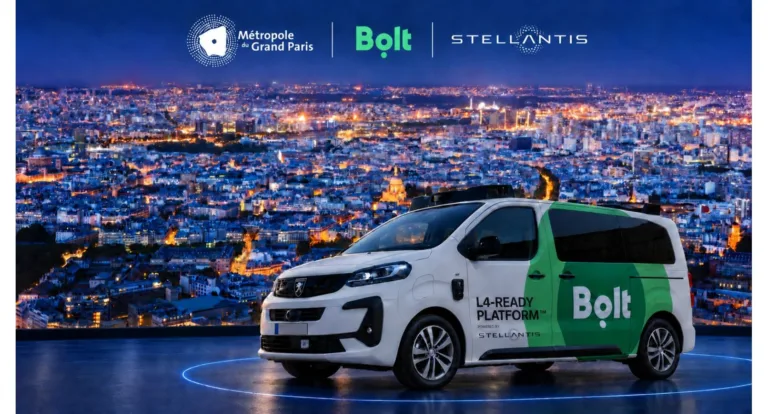 Officiel presseillustration af Bolt og Stellantis-planen ved Paris